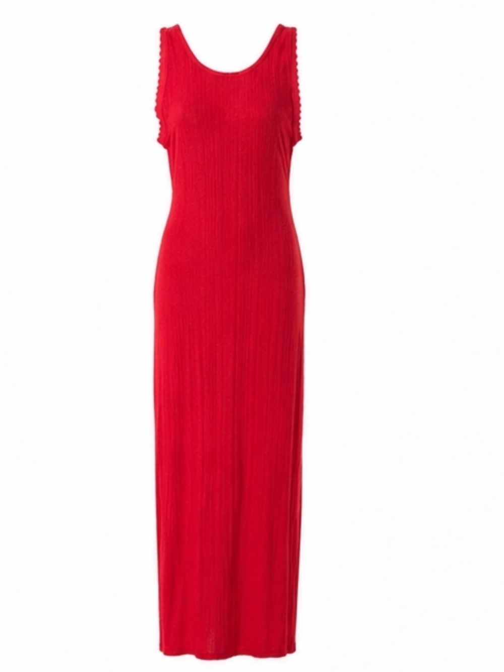 Sleeveless Red Ribbed Maxi Dress